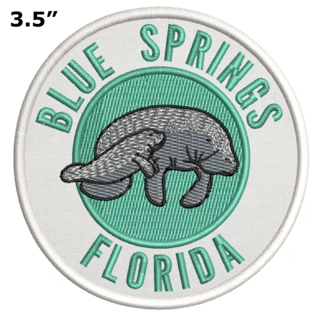 Blue Springs Florida Manatee Embroidered Patch Iron / Sew-On Applique