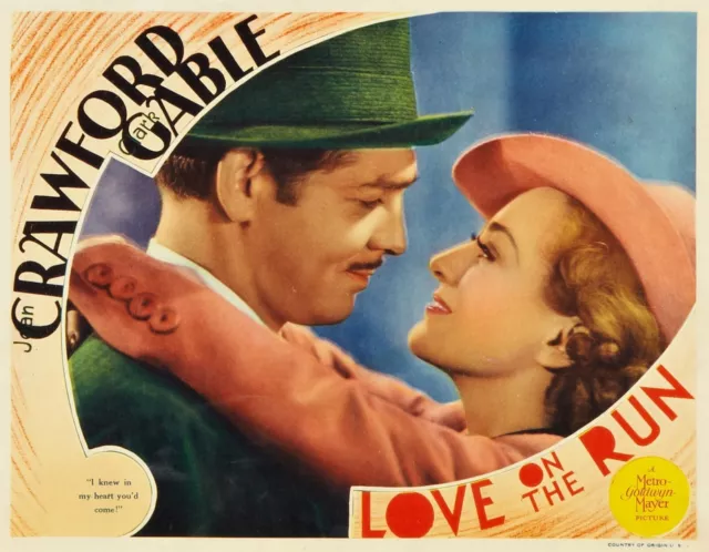 Love On The Run Clark Gable Re-Print Lobby Card  Photo w/ Free Top Loader