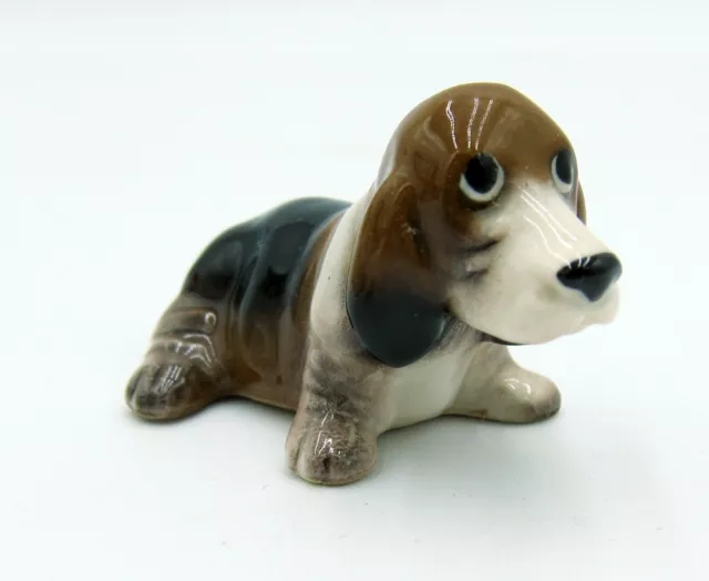 Vintage Miniature Hagen-Renaker Sitting Basset Hound Dog Figurine