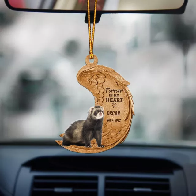 Ferret Angel Car Ornament, Ferret memorial Angel Wings Christmas Ornament