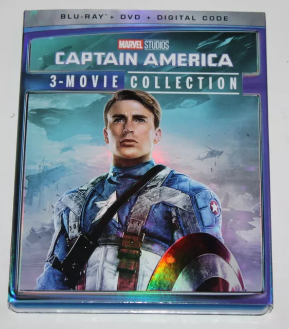 Captain America: 3-Movie Collection (Marvel) (Blu-ray, DVD, Digital Code) New