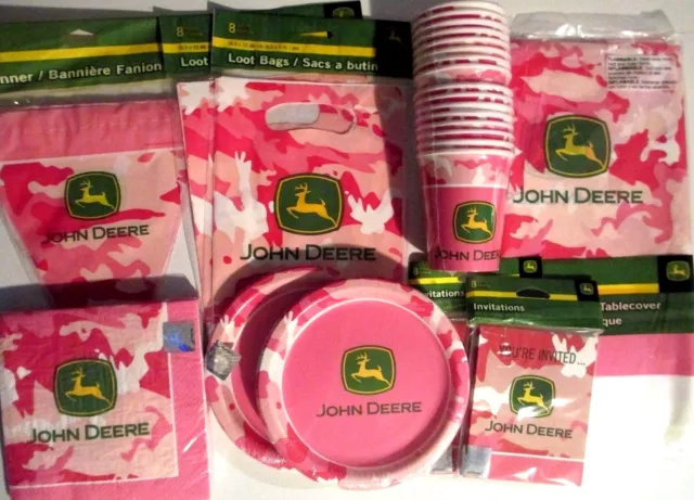 JOHN DEERE PINK - Birthday Party Supplies Set Pack for 16 DELUXE KIT w/ Banner