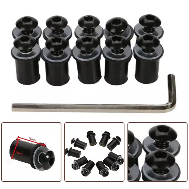 10pcs M5 Motorcycle Windshield Bolts Screws Nut Fastener Kit Windscreen Parts