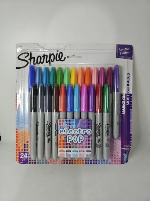 Sharpie Electro Pop Permanent Markers Fine Point Assorted Colors 24 CT Limited E