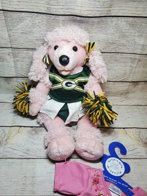 Build A Bear NFL Green Bay Packers Cheerleader Pink Poodle with Cheer Outfit +1