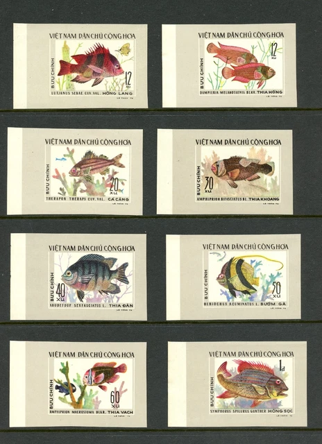 P879 Vietnam 1976 Fisch Marine Imperf 8v. MNH