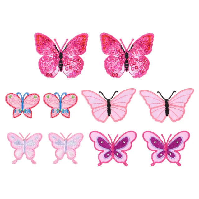 10 pz adesivi farfalla tessuto animali retro piatto rosa
