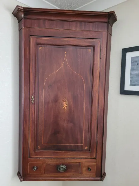 Antique Georgian mahogany wall corner cupboard