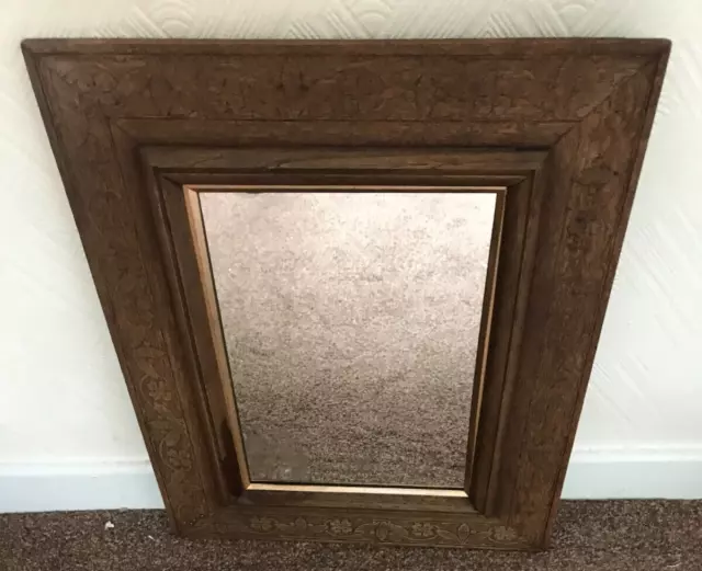 Antique Carved Oak Wooden Framed Mirror