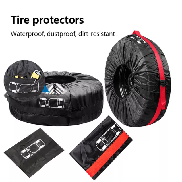 1*Spare Tire Cover Waterproof Sun Protector Truck Car Trailer 13-18" Black/Red S