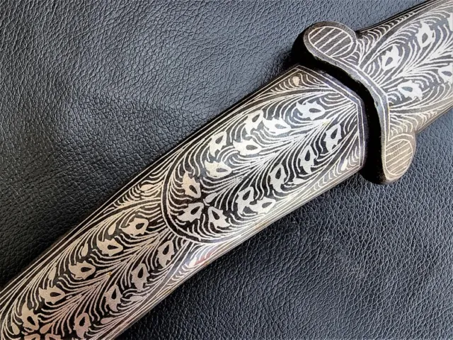 Vintage Dagger Mughal Indo Persian Islamic Dagger W/ Silver Koftgari Damascening 3