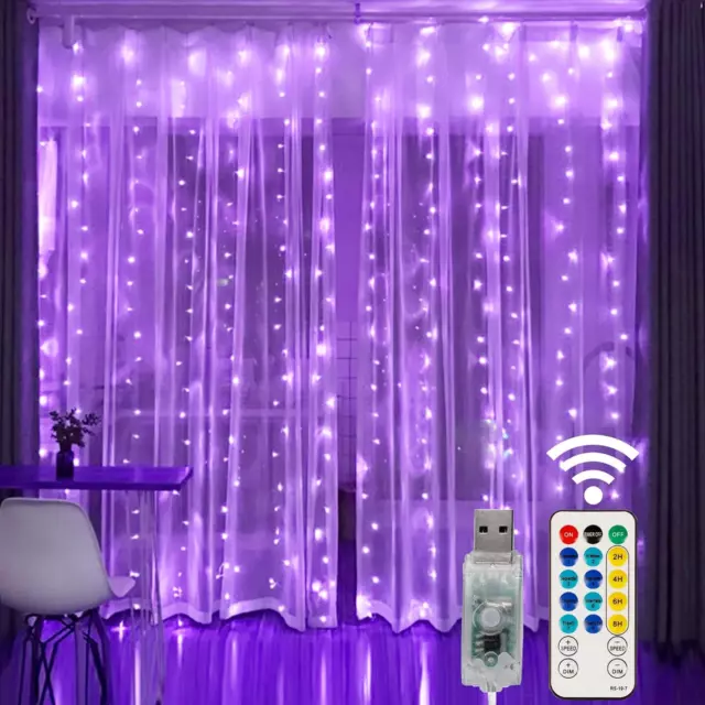 HOME LIGHTING Window Curtain String Lights, 300 LED 8 Lighting Modes Fairy Coppe