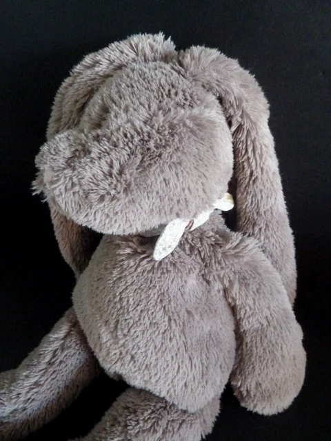 Q4.DOUDOU PELUCHE DIMPEL LAPIN marron gris écharpe noeud nez rose fleur 38cNEUF* 3