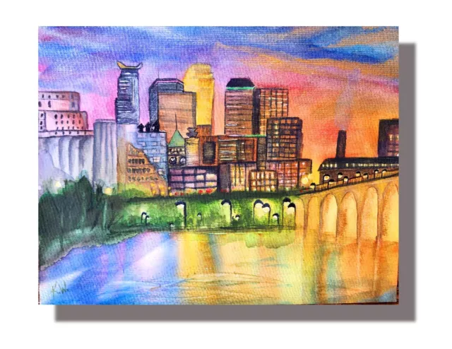 Skyline & Stone Arch Art Print on Canvas by Kathy Wendt 8"x10" - Ready To Frame.