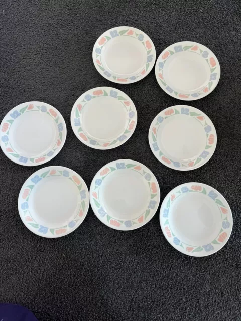 Corelle by Corning - eight 17cm Bread & Butter Plates in the Friendship Pattern