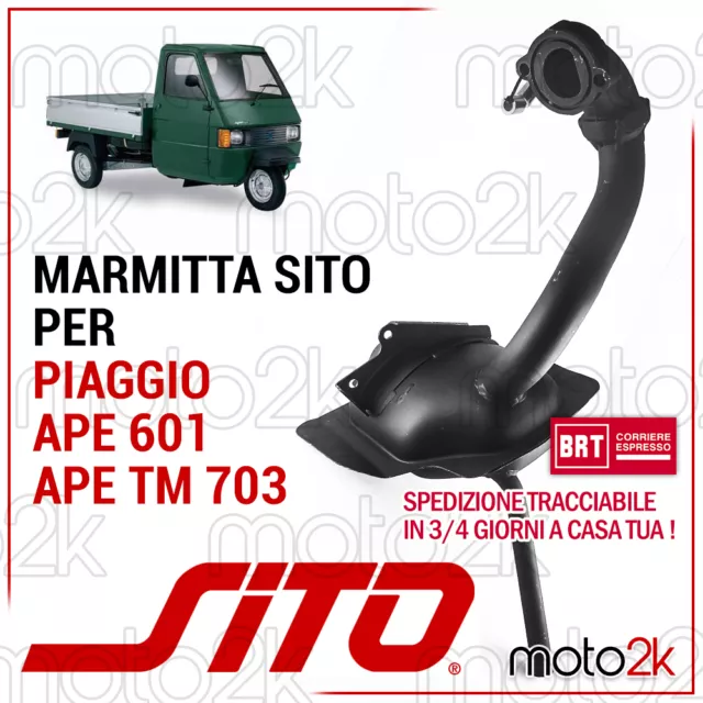 Marmitta Scarico 0226 Marmitta Sitoplus Sito Plus Piaggio Ape Car 601 / Tm 703