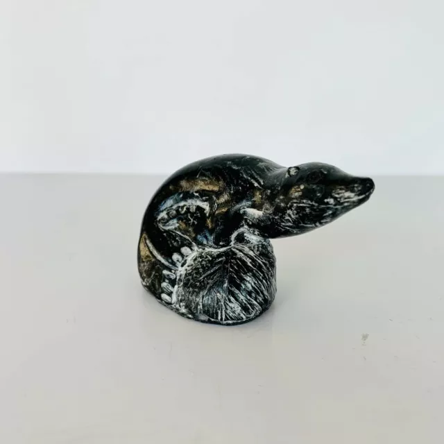 Canadian SEAL Hand Carved Soapstone Figurine by The Wolf Sculptures