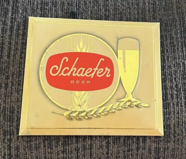 Vintage Schaefer Beer Metal Toc Tin Over Cardboard Sign Schaefer Brg New York Ny