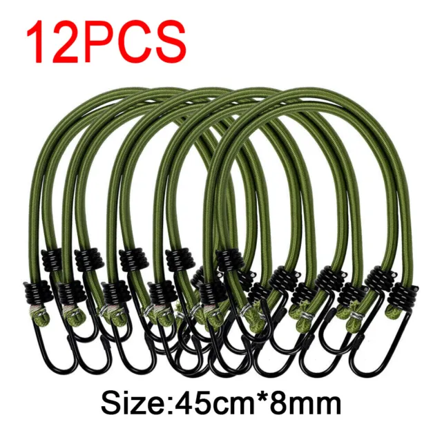 12 Pack Bungee Cords Wires with Hooks Cables Straps Bungie Elastic Rope Tie