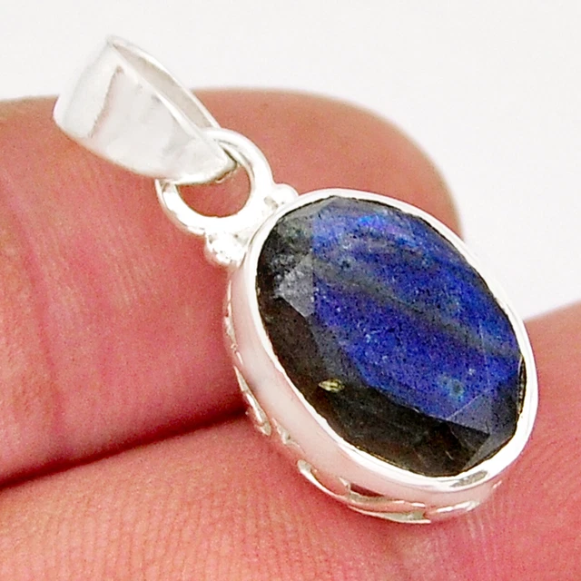 May Sale 925 Silver 5.36cts Natural Blue Labradorite Oval Pendant Jewelry Y19020