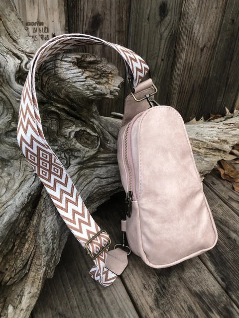 New Faux Leather Blush Pink Crossbody Backpack Sling Bum Bag Cell Phone Purse