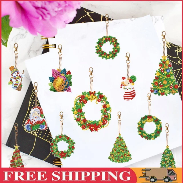 Double Sided Rhinestone Pendant Ornament Snowman Special Shape Santa 6PCS