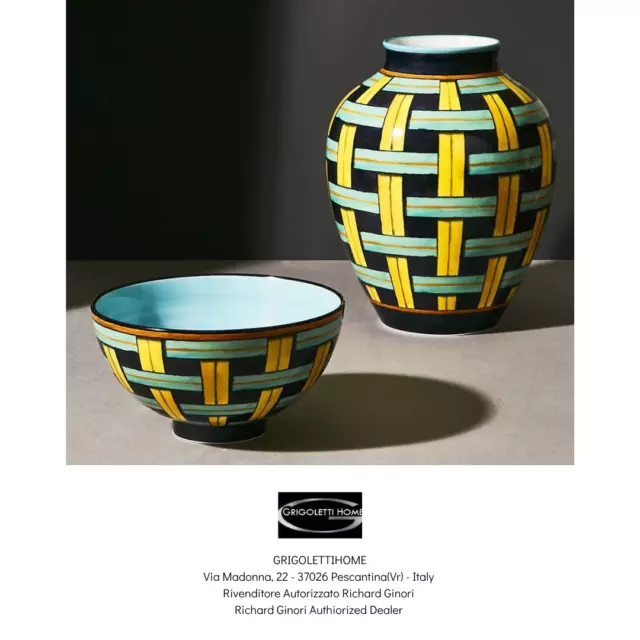 Richard Ginori - Stuoia 1923 Vaso cm 29 + Coppa Giò Ponti h cm 11 - Rivenditore