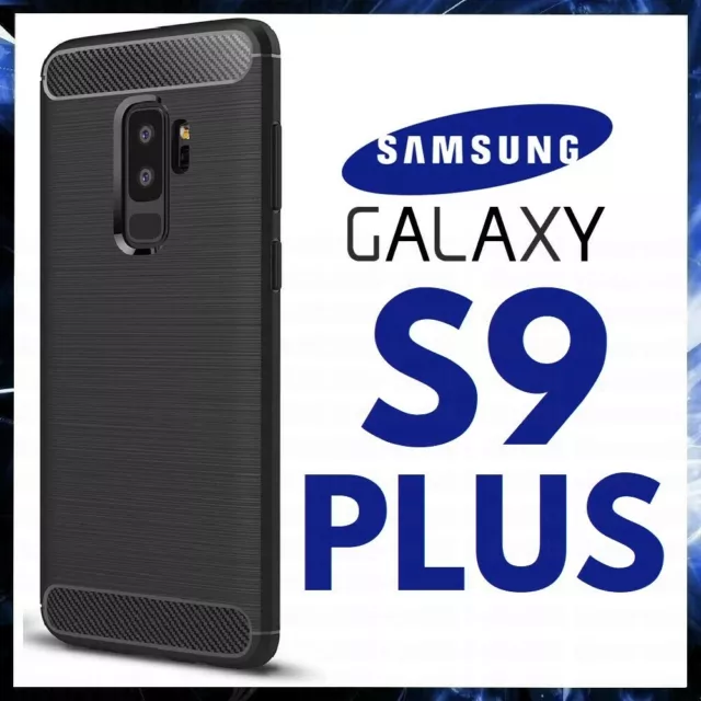 Custodia Per Samsung Galaxy S9 Plus Cover Nera Opaca Carbon Tpu Ultra Slim S 9 +