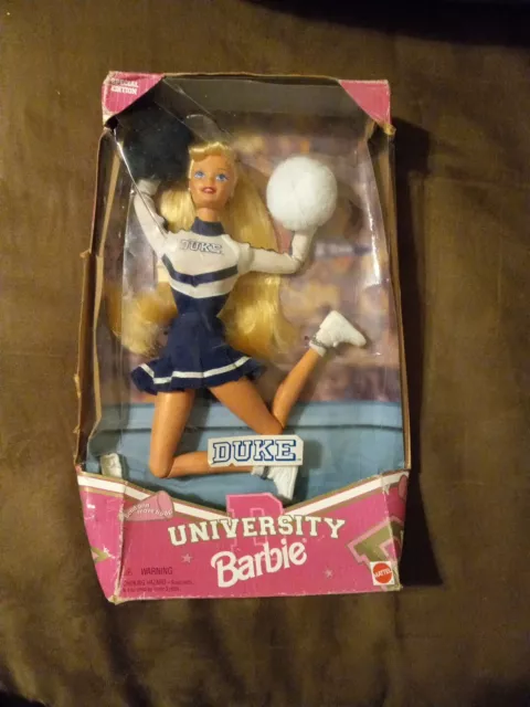 Vintage 1996 MATTEL BARBIE DUKE UNIVERSITY CHEERLEADER New In Damaged Box