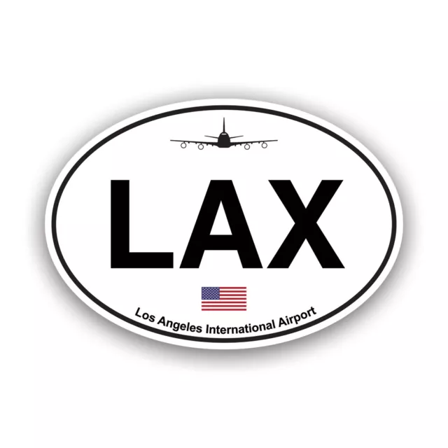Los Angeles Airport Euro Oval Sticker Decal - Weatherproof - lax california ca