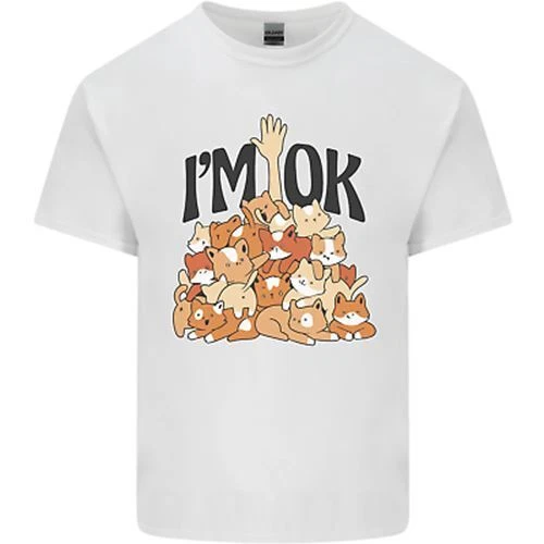 I'M Ok Divertente Gatto Mamma Papà Crazy Donna Gattino Uomo Cotone T-Shirt