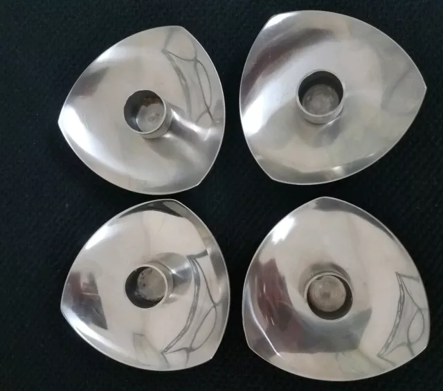 4 candelabros triangulares pequeños Stelton Dinamarca 18/8 MCM