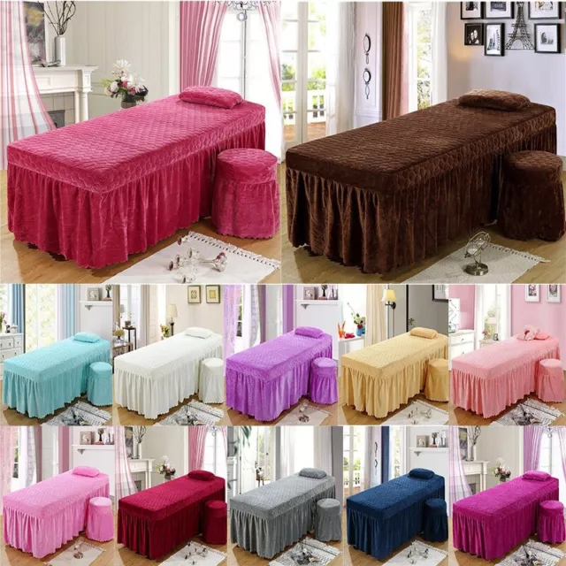 Massage Table Velvet Bed Cover Skirt SPA Bedspread Valance Sheet with Hole