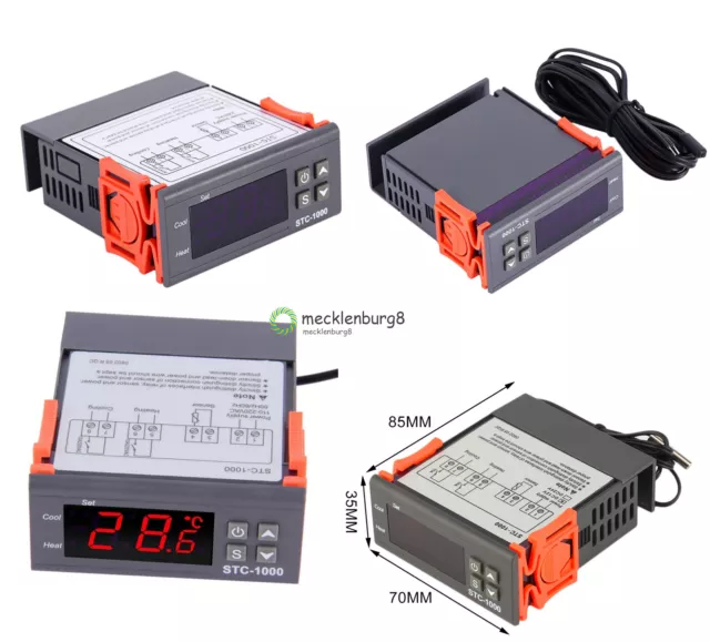 1Stks 12V/24V/110V/220V STC-1000 Digital Temperature Controller Thermostat w/NTC