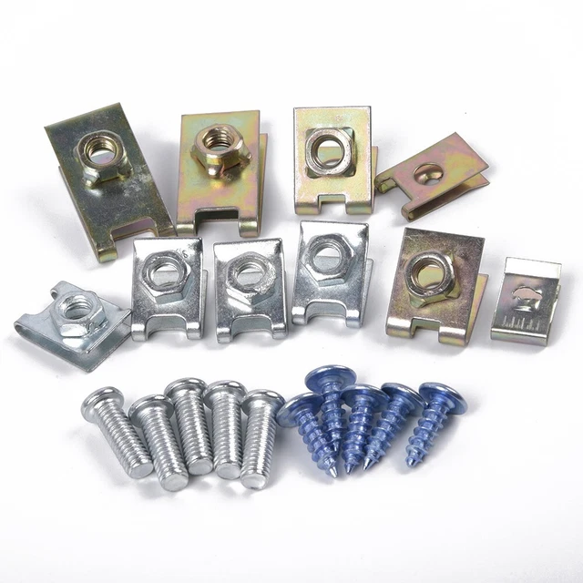100x Car Door Trim Panel Secure Fastener Fixed Screw U-Type Gasket Clips Parts 100x Car Door Trim Panel Secure Fastener Fixed Screw U-Type Gasket Clips Parts