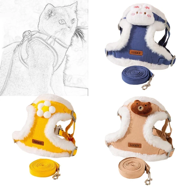 Cat Harness Leash Set, Adjustable Kittens Vest Washable Kitten Walking Vest,