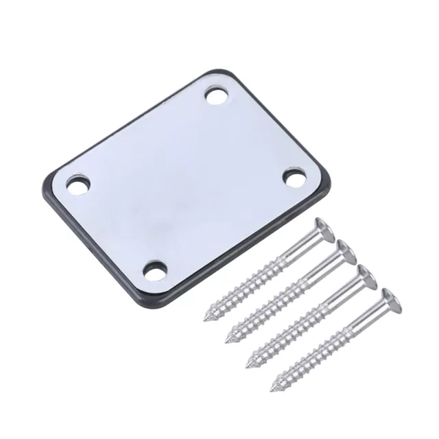 Chrome Electric Guitar Neck Plate w/ 4 Screws For Fender Stratocaster Telecaster