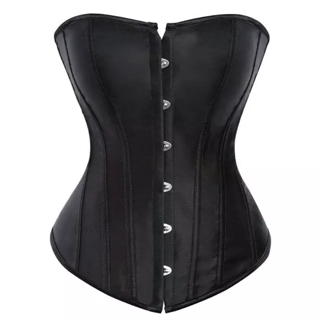 Sexy Bustier Slimming Plus Size Lace Up Lingerie Top Satin Overbust Corset Women