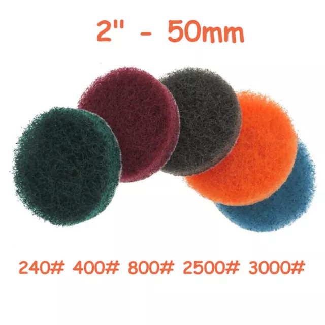 2" 50mm Nylon Fiber Scouring Pad Hook & Loop Abrasive Cleaning Pad 240-3000 Grit