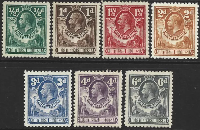 Northern Rhodesia 1925 KGV Part Set 1/2d to 6d Values SG.1-7 Mint Hinged Cat:£33