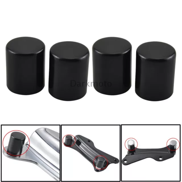 4pcs Black Docking Hardware Cover Point Cap For Harley Touring FLHR FLHX FLTR