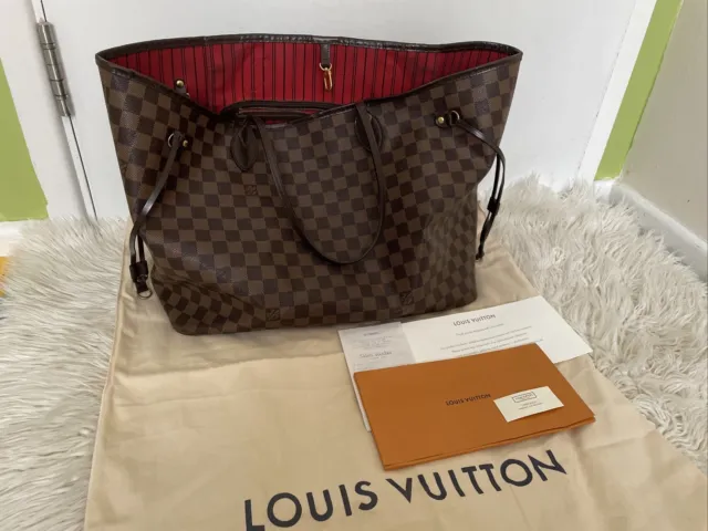 Louis Vuitton Damier Ebene Neverfull GM Large Tote Bag. Plus 3 Extras.
