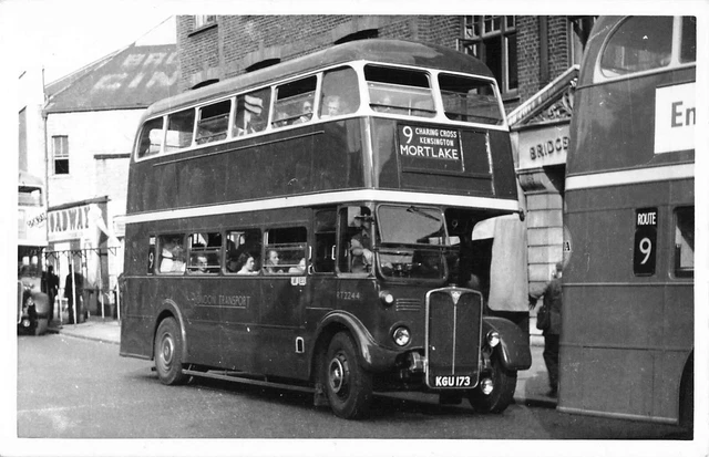 VINTAGE PHOTOGRAPH DOUBLE Decker Bus - Route 9 Mortlake London (BU7) £3 ...