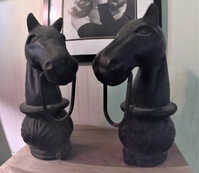 Antique  vintage Victorian Cast Iron Horse Head Hitching Post 