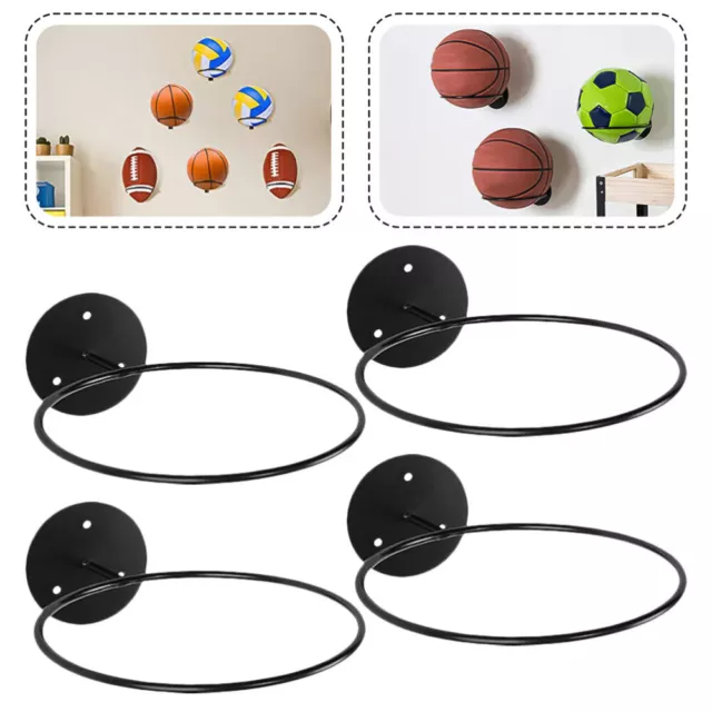 4Pcs Wall-mounted Basketball Display Shelf Metal Soccer Stand Balls Holder Balls