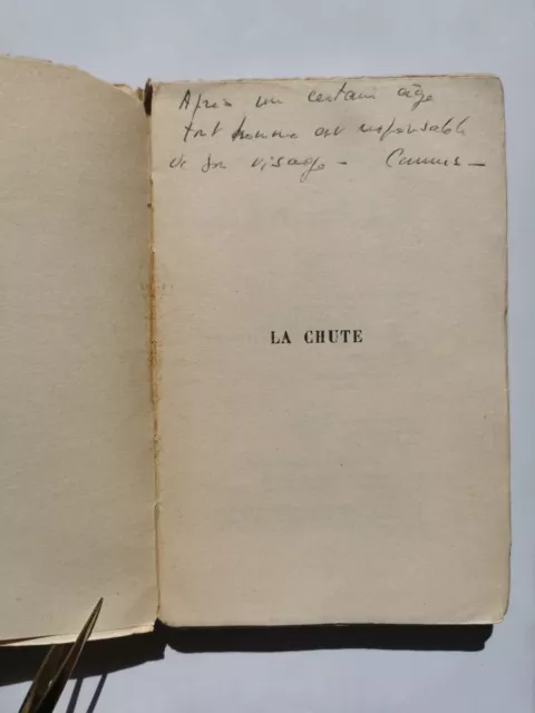 La Chute, Albert Camus - 1956, Gallimard, AUTOGRAPHE