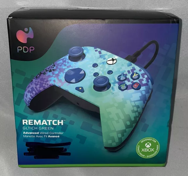 Wired Xbox One & Series X/S Controller - PDP  Glitch Green  REMATCH Edition