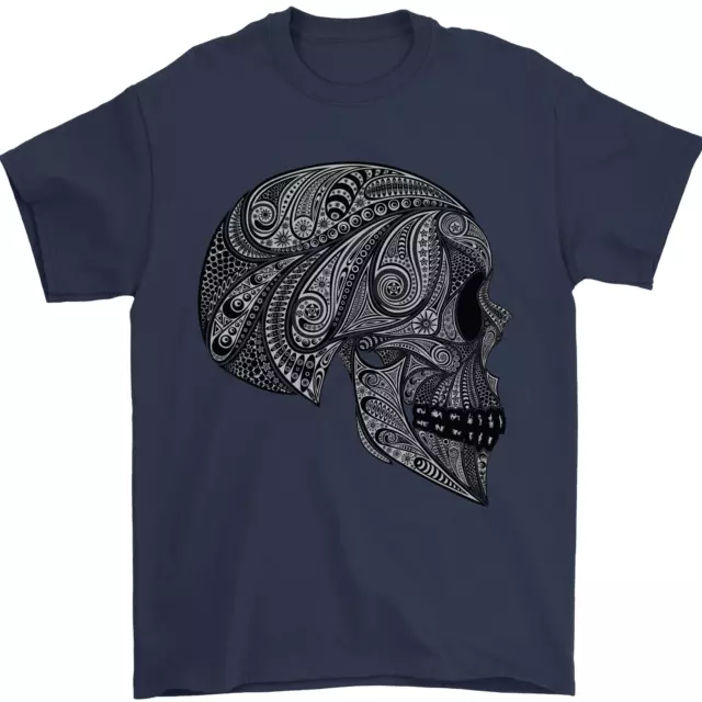 Mandala Skull Gothic Biker Motorbike Mens T-Shirt 100% Cotton