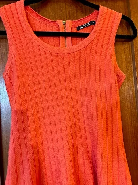 Nic + Zoe TWIRL DRESS Sleeveless Orange Knit PETITE Small Exposed Zipper Stretch 2