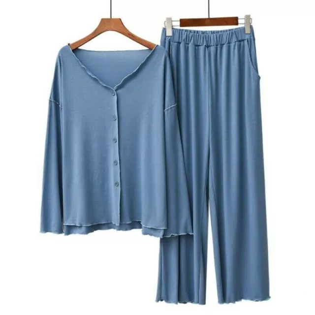 Donna Modale Set Pigiama Abbigliamento Comodo V Manica collo Lungo da Sera